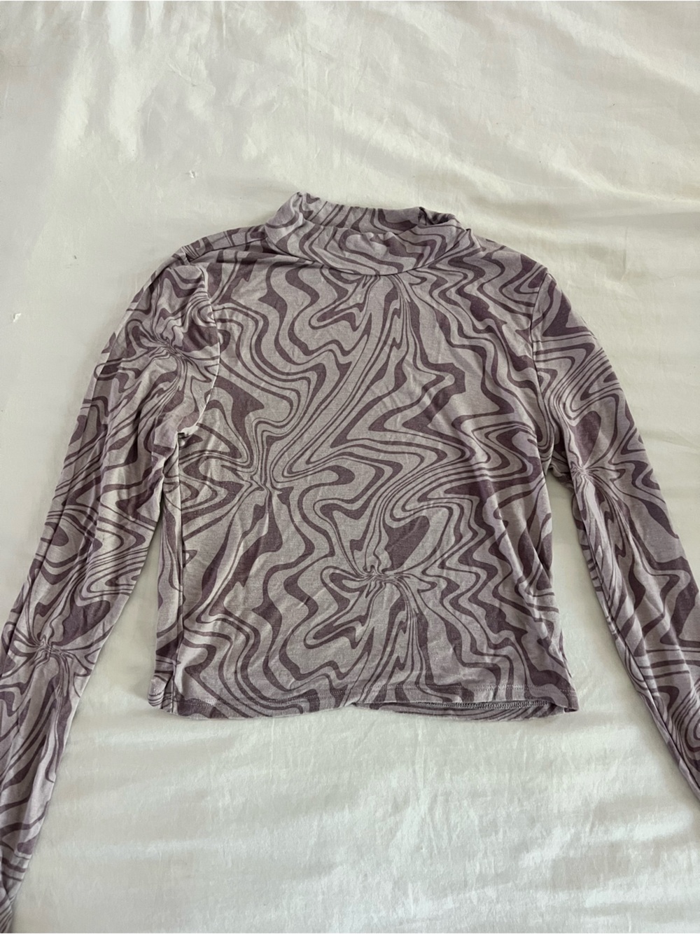 PacSun Purple Swirl Long Sleeve Mock Neck Top, Small